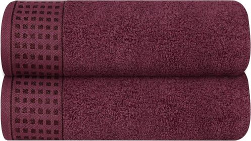 100% Cotton 2 Pack Oversized Bath Towel Set 28x55 Inches, Ultra Soft Highly Absorbant Compact Quickdry & Lightweight Large Bath Towels (Color: Burgundy)