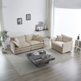 2 Seater Loveseat and Chair Set, 2 Piece Sofa & Chair Set, Loveseat and Accent Chair (Color: as Pic)