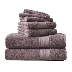 Soft Linen Luxury 6 Piece Towel Set, 2 Bath Towels 2 Hand Towels 2 Washcloths (Color: Purple)