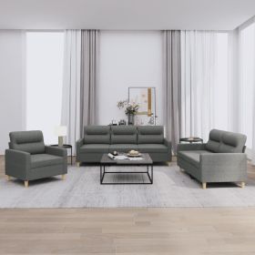 Sofa Set Dark grey Fabric (100% polyester), metal, textilene, plywood (Color: Gray)