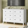6 Drawer Dresser For Bedroom, Wood Storage Cabinet With Black Handles, Modern Closet Of Drawers for Living Room