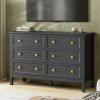 6 Drawer Dresser For Bedroom, Wood Storage Cabinet With Black Handles, Modern Closet Of Drawers for Living Room