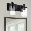 Rustic Wall Light Fixture in Matte Black Finish, 6 Light Bathroom Vanity Lighting with Clear Glass Shade