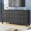 9 Drawer Dresser For Bedroom, Wood Storage Cabinet With Metal Handles, Modern Closet Of Drawers for Living Room