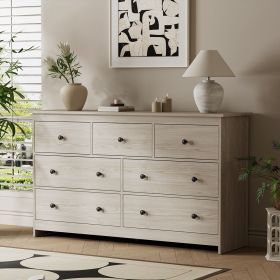 7 Drawer Dresser for Bedroom, Storage Cabinet With Metal Handles, Modern Closet Of Drawers for Living Room (Color: Cream)