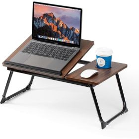 Adjustable Laptop Desk,Bed Computer Desk, Foldable Study Desk, Bedroom, Children's Adjustable Table, Small Coffee Table, Dining Table, Adjustable Soli (Option: Brown)