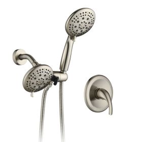 Classic High Pressure Single Handle 6-Spray Patterns Rain Shower Head With Handheld Shower  Valve Included (Option: Brushed Nickel)
