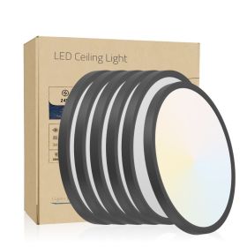 6PK 12 Inch Dimmable LED Flush Mount Ceiling Light, 2700K-6500K Adjustable,24W 2880LM Modern Ultra Thin Flat Round Fixtures For Low Ceiling Bedroom Ki (Option: Default)