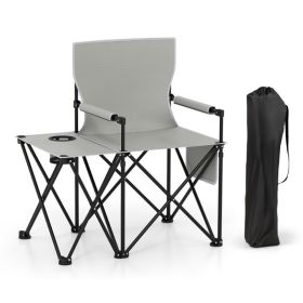Oversized Camping Chair With Side Table And 2 Storage Pockets PU Coated Oxford Cloth For Camping, RV Trip Or Family Travel (Option: Gray)