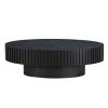 Modern Handcraft Drum Coffee Table Length 43.7 inch Ellipse Coffee Table for Living Room,Oval Small Coffee Table with Sturdy Pedestal