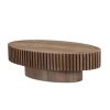 Modern Handcraft Drum Coffee Table Length 43.7 inch Ellipse Coffee Table for Living Room,Oval Small Coffee Table with Sturdy Pedestal