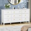 9 Drawer Dresser For Bedroom, Wood Storage Cabinet With Metal Handles, Modern Closet Of Drawers for Living Room