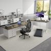 Fixed desk,Computer Desk with Drawers & Power Outlets,Work from Home, Modern Work/Writing/Study Table for Bedroom, White and Wood