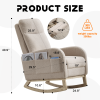 Modern Accent Rocking Chair Rocking Chair with Solid Wood Legs, Upholstered Nursery Glider Rocker, Comfy Armchair with Side Pocket