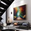 Hand Painted Oil Painting Abstract Original Romantic Cityscape Oil Painting On Canvas Large Wall Art Colorful Tree Painting Custom Painting Livin