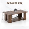 Large 41 Inch 2-tier Wooden Modern Coffee Table with Storage Shelf living room table