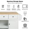 Kitchen Cart with Rubber wood Drop-Leaf Countertop ,Cabinet door internal storage racks