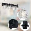 4-Light Wall Sconce Lighting with Hammered Glass Shade, Industrial Black Bathroom Lights Over Mirror