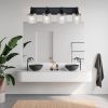 4-Light Wall Sconce Lighting with Hammered Glass Shade, Industrial Black Bathroom Lights Over Mirror