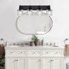 4-Light Wall Sconce Lighting with Hammered Glass Shade, Industrial Black Bathroom Lights Over Mirror