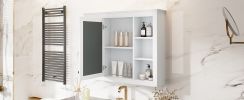 35'' x 27.5'' Medicine Cabinet, Wall Mounted Bathroom Storage Cabinet, Modern Bathroom Wall Cabinet with Mirror