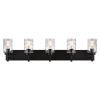 Vanity Light Fixtures 3 Light Modern Wall Sconces Lighting Black Bathroom Lights Wall Mounted with Hammered Glass Shade