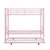 Over Twin Bunk Bed Frame with Trundle,Metal Bunkbed with Sturdy Guard Rail and 2 sideLadders for Kids/Adults,Can be Divided Into Two Beds