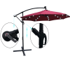W65627956  Outdoor exposed table lamp Solar umbrella 10 feet Solar lamp umbrella LED lighting umbrella 8 rib umbrella crank / cross base Burgundy Sola