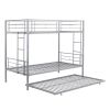 Over Twin Bunk Bed Frame with Trundle,Metal Bunkbed with Sturdy Guard Rail and 2 sideLadders for Kids/Adults,Can be Divided Into Two Beds