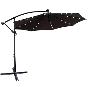 W65627956  Outdoor exposed table lamp Solar umbrella 10 feet Solar lamp umbrella LED lighting umbrella 8 rib umbrella crank / cross base Burgundy Sola (W65627956: W65627957)