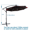 W65627956  Outdoor exposed table lamp Solar umbrella 10 feet Solar lamp umbrella LED lighting umbrella 8 rib umbrella crank / cross base Burgundy Sola