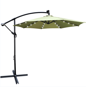 W65642335  Outdoor Dew Table Lamp Solar Umbrella 10 ft Solar Light Umbrella LED Lighting Umbrella 8 rib umbrella crank / Cross Base Lemon Green Solar (W65642335: W65642335)