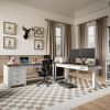 Fixed desk,Computer Desk with Drawers & Power Outlets,Work from Home, Modern Work/Writing/Study Table for Bedroom, White and Wood