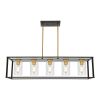 Lighting 5-Light Dining Room Light Modern Pendant Lighting for Kitchen Island with Clear Glass Shade Linear Cage Chandelier Hanging Ceiling Light in M
