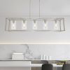 Lighting 5-Light Dining Room Light Modern Pendant Lighting for Kitchen Island with Clear Glass Shade Linear Cage Chandelier Hanging Ceiling Light in M