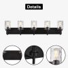 Vanity Light Fixtures 3 Light Modern Wall Sconces Lighting Black Bathroom Lights Wall Mounted with Hammered Glass Shade