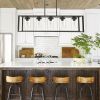 Lighting 5-Light Dining Room Light Modern Pendant Lighting for Kitchen Island with Clear Glass Shade Linear Cage Chandelier Hanging Ceiling Light in M