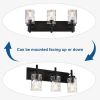 Vanity Light Fixtures 3 Light Modern Wall Sconces Lighting Black Bathroom Lights Wall Mounted with Hammered Glass Shade