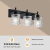 4-Light Wall Sconce Lighting with Hammered Glass Shade, Industrial Black Bathroom Lights Over Mirror