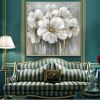 Hand Painted Oil Paintings Hand Painted Square Floral / Botanical Pop Art Living Room Hallway Bedroom Luxurious Decorative Painting