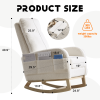 Modern Accent Rocking Chair Rocking Chair with Solid Wood Legs, Upholstered Nursery Glider Rocker, Comfy Armchair with Side Pocket