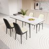 47"-63" expandable dining table set for 2-6 people, equipped with PU fabric thick cushioned dining chair and an elegant and spacious dining table