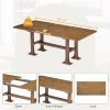 Farmhouse 76inch 6-Piece Extendable Dining Table Set Trestle Kitchen Table Set with 18inch Removable Leaf and Upholstered Dining Chair and Bench