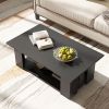 Large 41 Inch 2-tier Wooden Modern Coffee Table with Storage Shelf living room table
