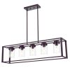 Lighting 5-Light Dining Room Light Modern Pendant Lighting for Kitchen Island with Clear Glass Shade Linear Cage Chandelier Hanging Ceiling Light in M
