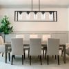 Lighting 5-Light Dining Room Light Modern Pendant Lighting for Kitchen Island with Clear Glass Shade Linear Cage Chandelier Hanging Ceiling Light in M