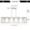 Lighting 5-Light Dining Room Light Modern Pendant Lighting for Kitchen Island with Clear Glass Shade Linear Cage Chandelier Hanging Ceiling Light in M