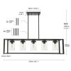 Lighting 5-Light Dining Room Light Modern Pendant Lighting for Kitchen Island with Clear Glass Shade Linear Cage Chandelier Hanging Ceiling Light in M