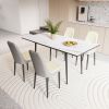 47"-63" expandable dining table set for 2-6 people, equipped with PU fabric thick cushioned dining chair and an elegant and spacious dining table