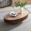 Modern Handcraft Drum Coffee Table Length 43.7 inch Ellipse Coffee Table for Living Room,Oval Small Coffee Table with Sturdy Pedestal